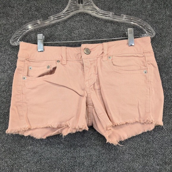 American Eagle Womens Cut Off Jean Shorts Pink Size 4 Stretch - Picture 2 of 11